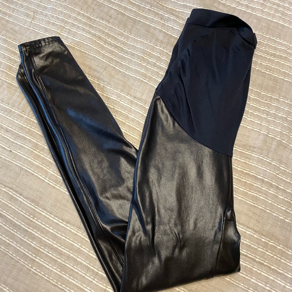 SPANX brand faux leather maternity leggings